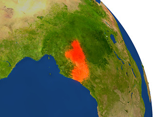 Image showing Map of Congo in red