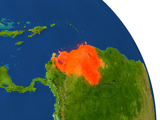 Image showing Map of Venezuela in red