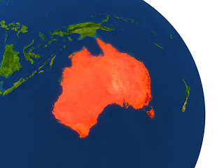 Image showing Map of Australia in red