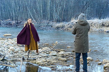 Image showing Posing on the background of the river