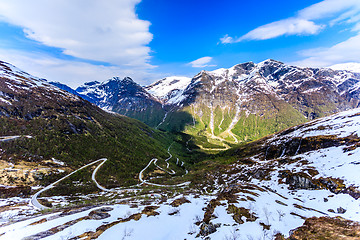 Image showing A winding and narrow road providing access to the mountain in St