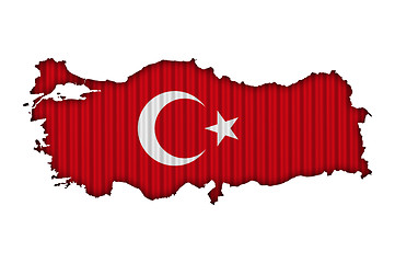 Image showing Map and flag of Turkey on corrugated iron