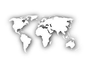 Image showing Map of the world with shadow