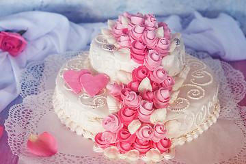 Image showing wedding cake with flowers