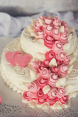 Image showing wedding cake with flowers