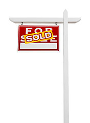 Image showing Left Facing Sold For Sale Real Estate Sign Isolated on a White B