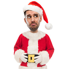 Image showing sad unhappy man in santa claus costume