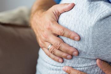 Image showing close up of married senior couple hugging