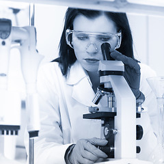 Image showing Young chemist in the laboratory.