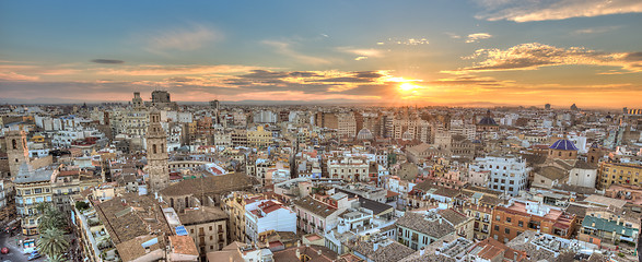 Image showing Sunset Over Historic Center of Valencia, Spain.