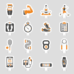 Image showing Fitness Icon Sticker Set