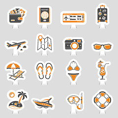 Image showing Vacation and Tourism Icons Sticker Set