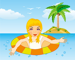 Image showing Girl and swimming circle