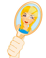 Image showing Girl looks at oneself in mirror