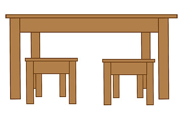 Image showing Big table and two chairs