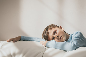 Image showing Portrait of a young sad boy.