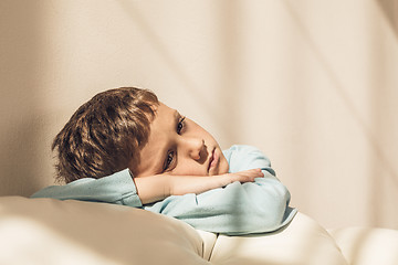 Image showing Portrait of a young sad boy.