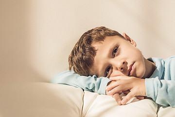 Image showing Portrait of a young sad boy.