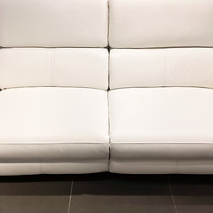 Image showing Empty white leather sofa