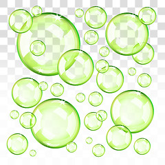 Image showing Transparent green bubbles