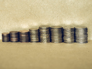 Image showing Vintage Euro coins pile