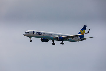 Image showing ARECIFE, SPAIN - APRIL, 16 2017: Boeing 757-300 of Condor with t