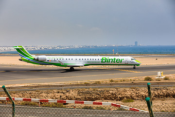 Image showing ARECIFE, SPAIN - APRIL, 16 2017: Canadair CRJ-1000 of Binter wit