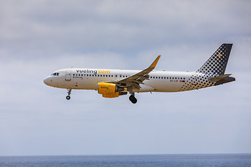 Image showing ARECIFE, SPAIN - APRIL, 15 2017: AirBus A320 of vueling.com with