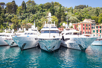 Image showing Portofino, Italy - Summer 2016 - Three luxury Yacht