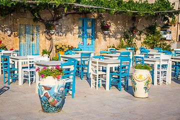 Image showing Tables in a traditional Italian Restaurant in Sicily