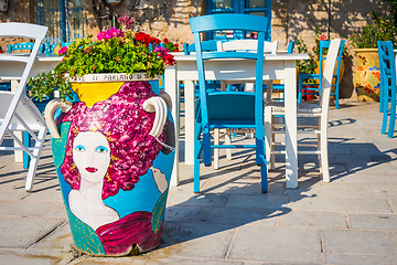 Image showing Tables in a traditional Italian Restaurant in Sicily