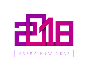 Image showing 2018 Happy New Year congratulation. Origami paper cut