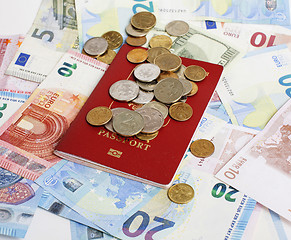 Image showing Travel on vacation lifestyle concept: cash money on table in mes