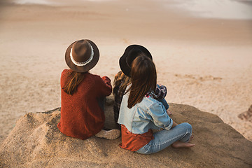 Image showing Girs enjoying  a day on the beach