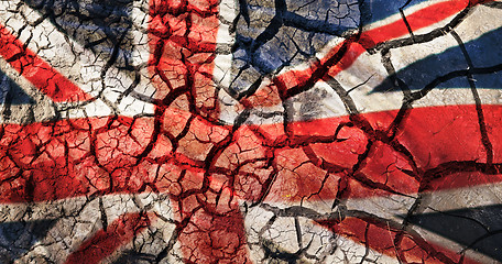 Image showing flag of great britain on cracked ground background