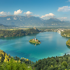 Image showing Panoramic view of Lake Bled, Slovenia