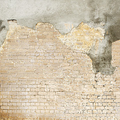 Image showing abandoned grunge cracked brick stucco wall