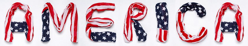 Image showing A.M.E.R.I.K.A. letters made of American flag