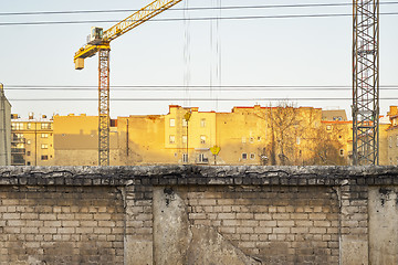 Image showing construction site in sunny old town