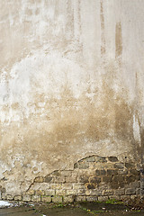 Image showing Abandoned stucco brick wall background