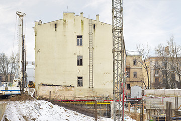 Image showing construction site, building and cranes