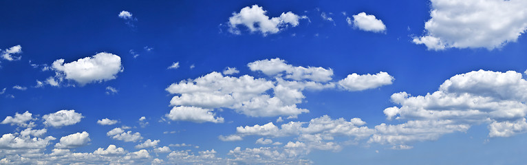 Image showing Panoramic blue sky with white clouds