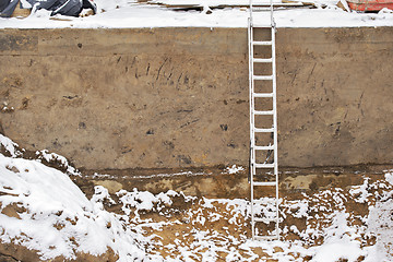 Image showing Construction pit in winter