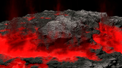 Image showing lava field and glossy rocky land