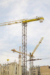 Image showing construction site, building and cranes