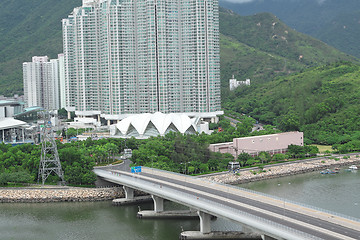 Image showing downtown city and traffic bridge