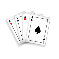 Image showing Set of four aces deck of cards