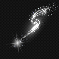 Image showing Falling star with glittering trail.