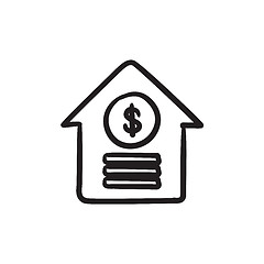 Image showing House with dollar symbol sketch icon.