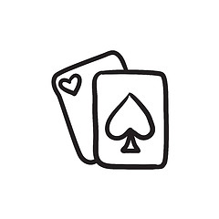 Image showing Playing cards sketch icon.